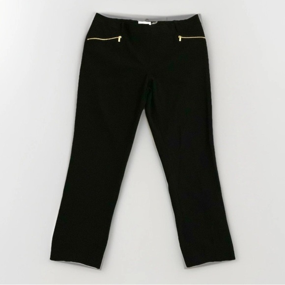 Calvin Klein Modern Essentials Black Stretchy Pants Size 6 Gold Zipper Detailing - Picture 1 of 7